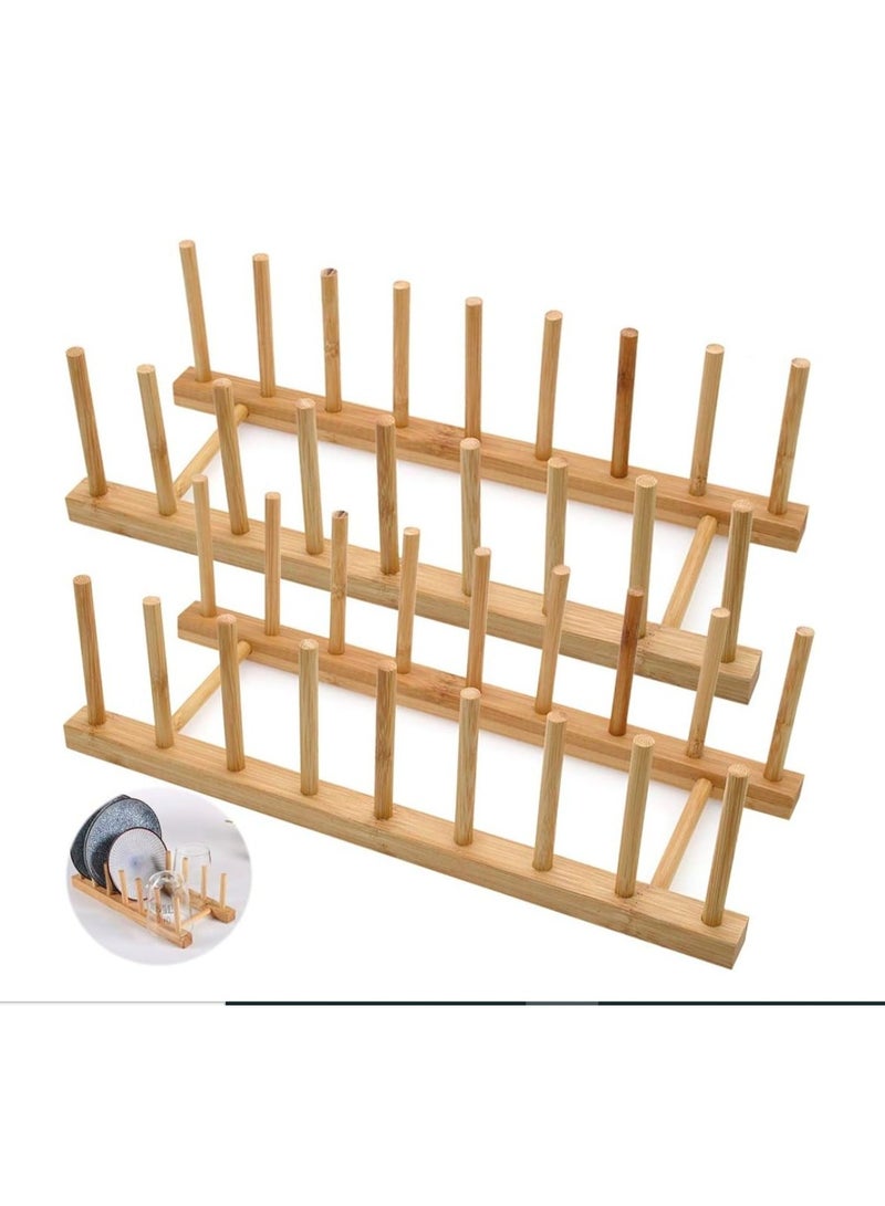 eBasket (2 pieces) Wooden utensil rack, dish drying and storage organizer, cup organizer, pitcher rack, multi-purpose cutlery holder, large capacity, kitchen sink strainer organizer, kitchen organizers, dish drainer, book organizer, multi-purpose wooden organizer - Image 1
