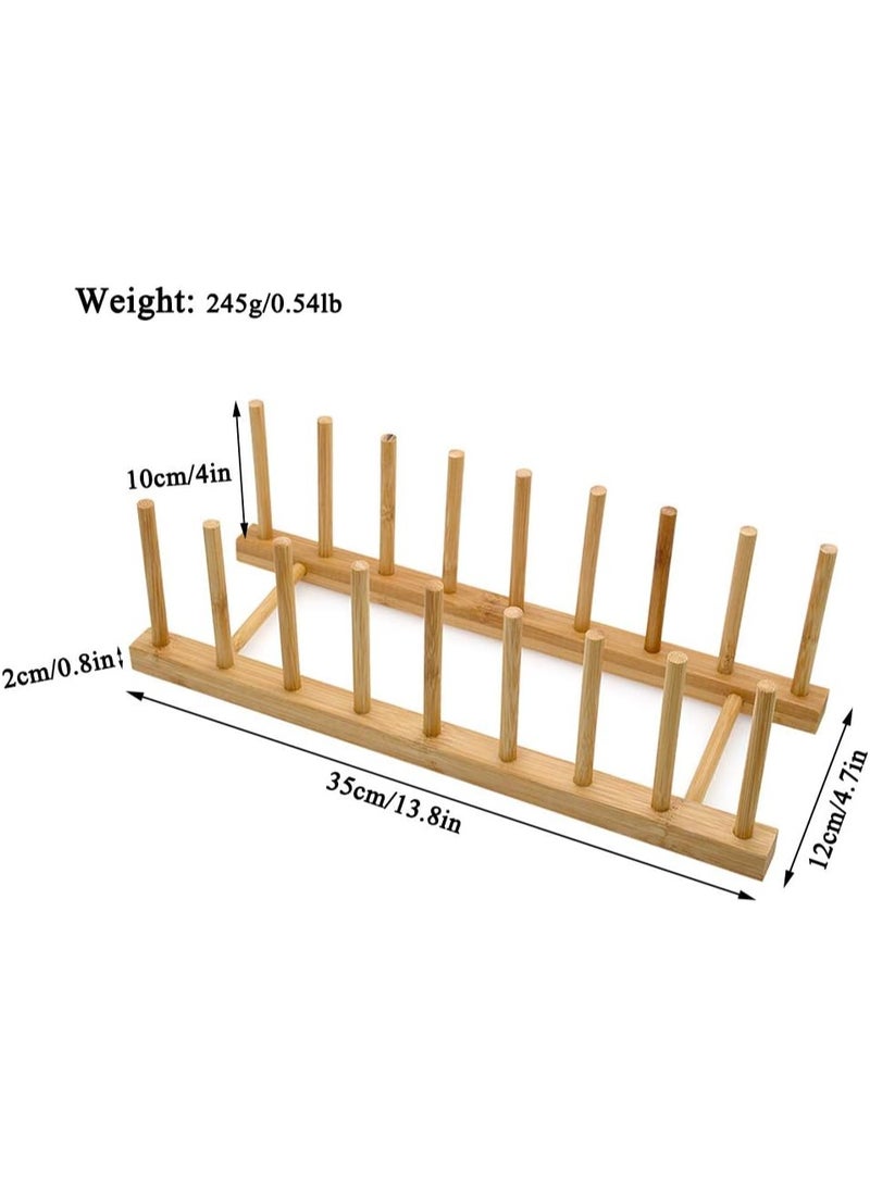 eBasket (2 pieces) Wooden utensil rack, dish drying and storage organizer, cup organizer, pitcher rack, multi-purpose cutlery holder, large capacity, kitchen sink strainer organizer, kitchen organizers, dish drainer, book organizer, multi-purpose wooden organizer - Image 2