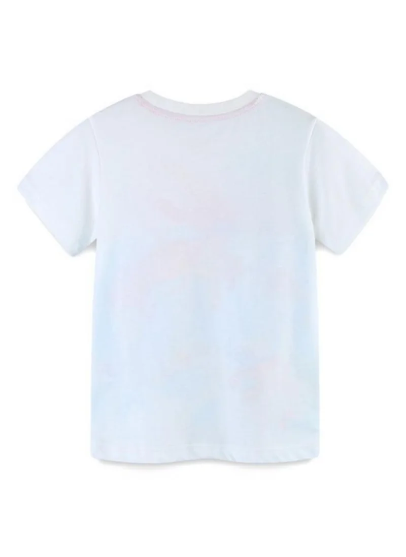يونيكي White Self Design Printed Round Neck Cotton T-shirt