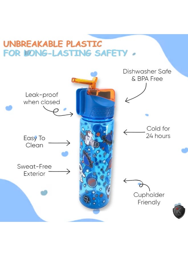 i-kola BLUE SO NI 650 ML Kids Water Bottle for School | BPA-Free Plastic Water Bottle for Boys & Girls | Leakproof, Unbreakable, Easy to Drink, Quick Open Lock (TS-9209 1) - Image 4
