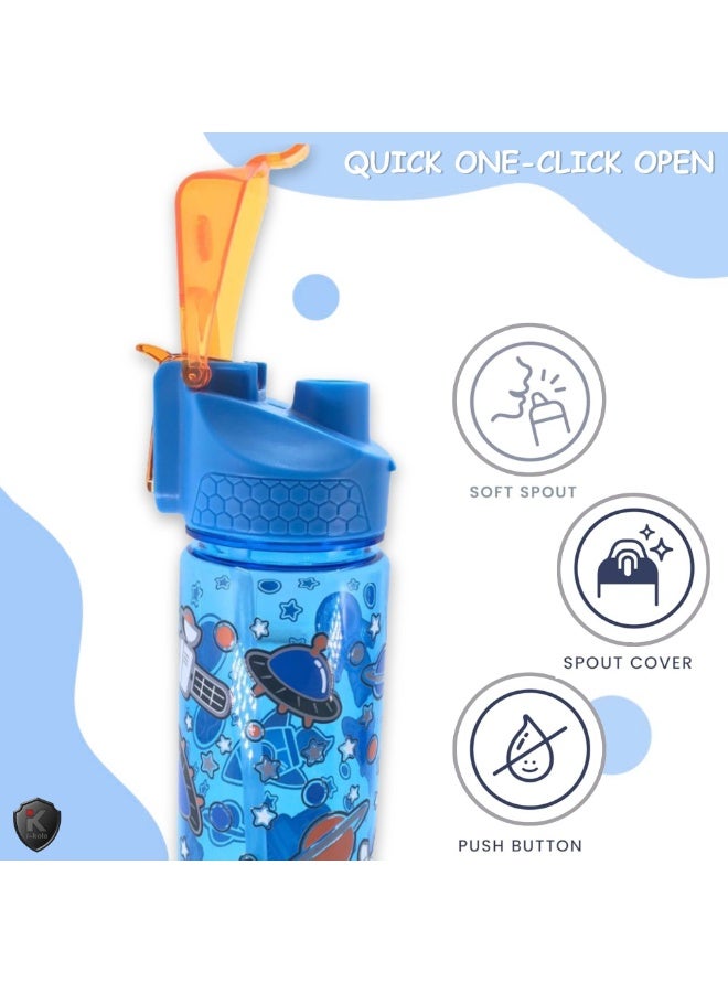 i-kola BLUE SO NI 650 ML Kids Water Bottle for School | BPA-Free Plastic Water Bottle for Boys & Girls | Leakproof, Unbreakable, Easy to Drink, Quick Open Lock (TS-9209 1) - Image 5