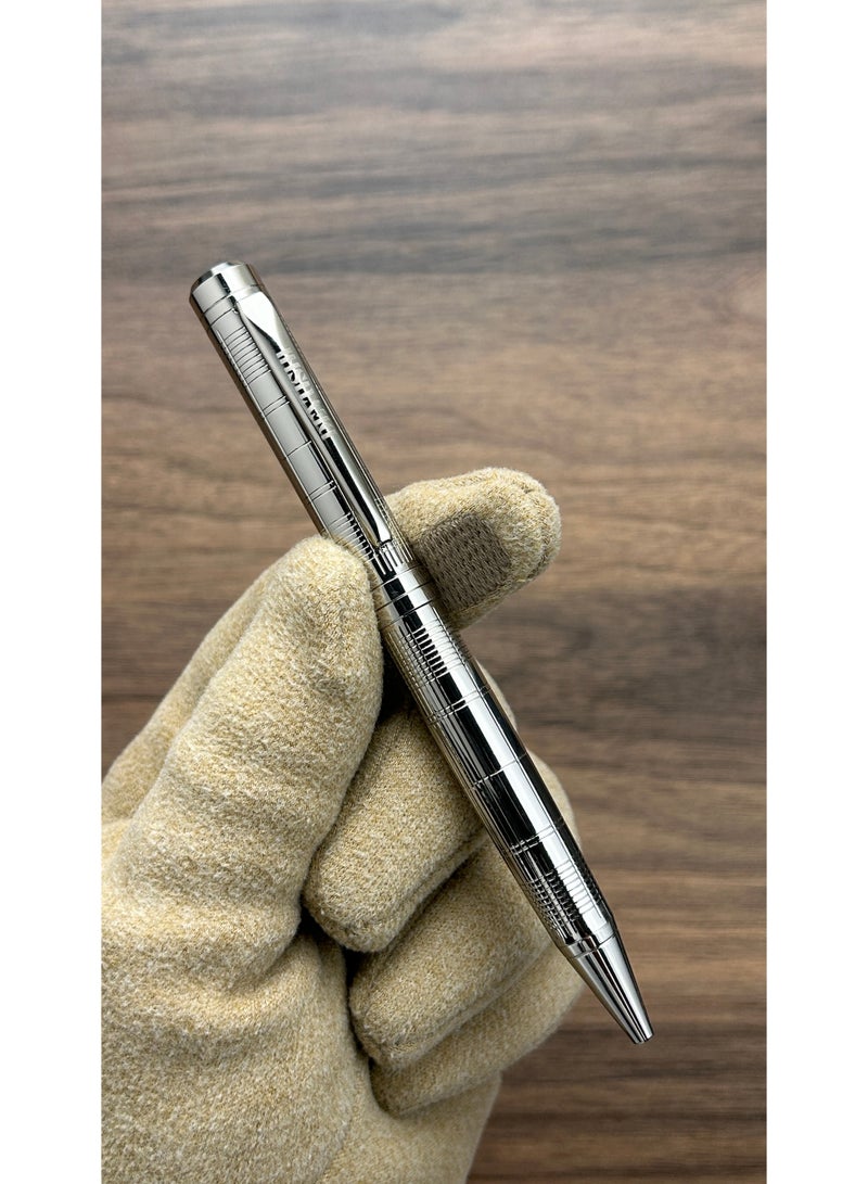 ديفوشي طقم ديفوشي رجالي فاخر – ساعة يد استيل فضي + قلم + كبك – ضمان سنتين - Image 4