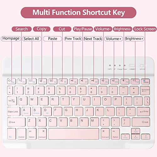 MMK iPad 9th Generation Case with Keyboard, for iPad 8th Generation Case with Keyboard (Wireless Detachable & Pencil Holder), iPad 10.2"/iPad Air 10.5"(3rd Gen)/iPad Pro 10.5" (Pink) - Image 5