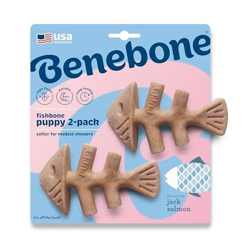Benebone Puppy Fishbone Dog Chew Toys Softer for Modest Chewers Made in USA - Image 1