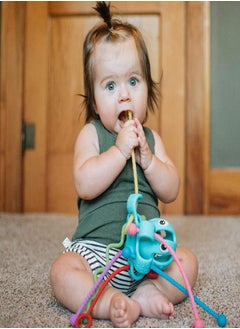 Nuby Nuby Octopus 100% Silicone Pull String Interactive Toy: 18M+, Multi  - Image 1