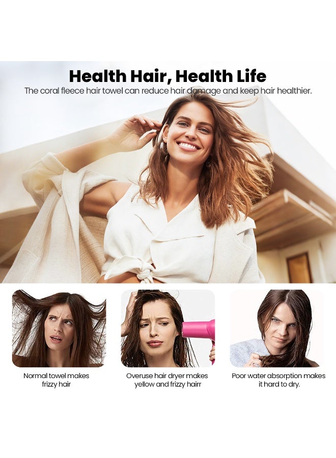 جورونب منشفة شعر من الألياف الدقيقة للاستخدام مرة واحدة للسفر، 5 عبوات من عمامة الشعر للشعر المبلل، مناشف تجفيف الشعر المجعد للنساء مضادة للتجعد - Image 3