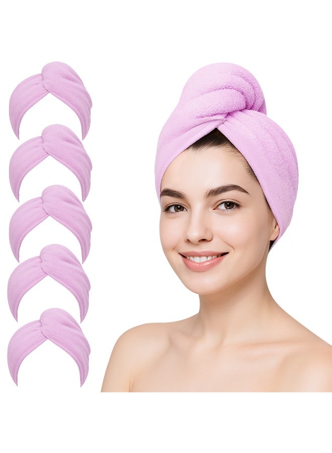 جورونب منشفة شعر من الألياف الدقيقة للاستخدام مرة واحدة للسفر، 5 عبوات من عمامة الشعر للشعر المبلل، مناشف تجفيف الشعر المجعد للنساء مضادة للتجعد - Image 1