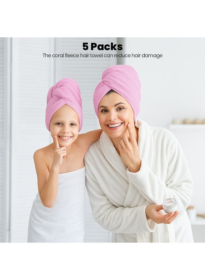 جورونب منشفة شعر من الألياف الدقيقة للاستخدام مرة واحدة للسفر، 5 عبوات من عمامة الشعر للشعر المبلل، مناشف تجفيف الشعر المجعد للنساء مضادة للتجعد - Image 4
