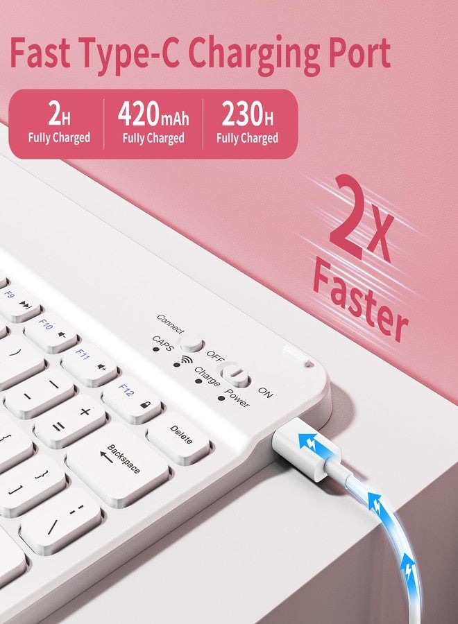 aoub Keyboard Case for iPad (A16) 11th Gen 11 Inch 2025, iPad 10th Generation 10.9 inch 2022 with Pencil Holder, Stand Folio Detachable Wireless Bluetooth Rechargeable Keyboard, Pink - Image 3
