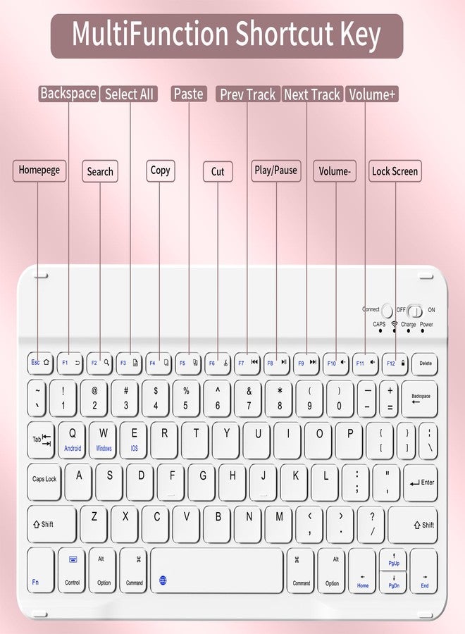 aoub Keyboard Case for iPad (A16) 11th Gen 11 Inch 2025, iPad 10th Generation 10.9 inch 2022 with Pencil Holder, Stand Folio Detachable Wireless Bluetooth Rechargeable Keyboard, Pink - Image 5