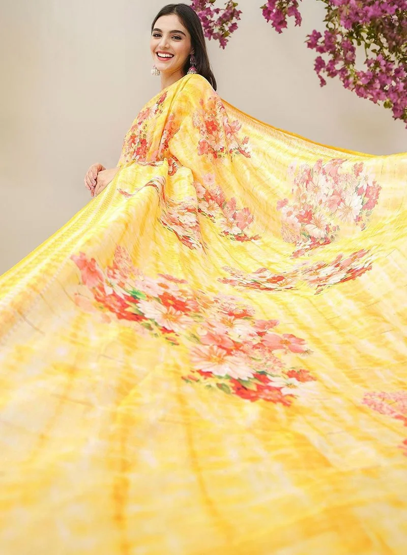 آي شين طقم كورتا نسائي قطن أصفر مطرز طويل مستقيم كاجوال