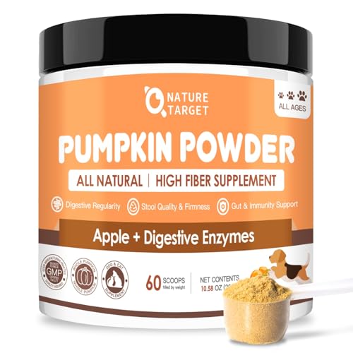 NATURE TARGET Pumpkin for Dogs and Cats, Natural Fiber for Dogs, with Digestive Enzymes, Apple, Healthy Stool and Digestive Support, Diarrhea, Constipation Relief, Pumpkin Powder for Dog to Make Puree - Image 1