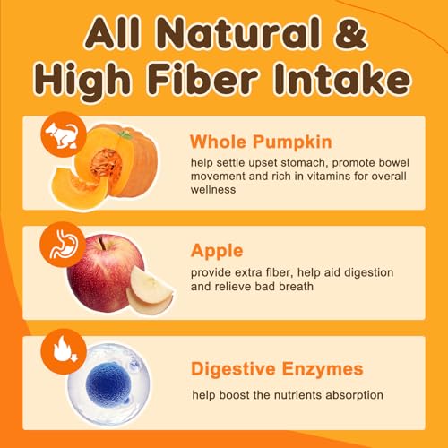 NATURE TARGET Pumpkin for Dogs and Cats, Natural Fiber for Dogs, with Digestive Enzymes, Apple, Healthy Stool and Digestive Support, Diarrhea, Constipation Relief, Pumpkin Powder for Dog to Make Puree - Image 2