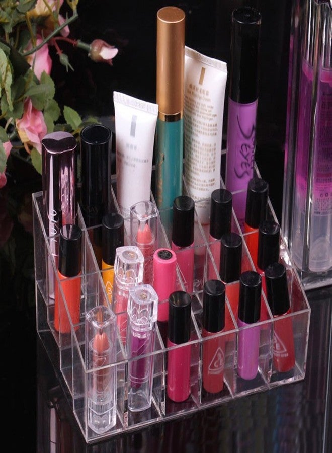 YKXIMS Multi Grid Acrylic Lipstick Holder, 24 Grids Clear Plastic Lip Gloss Case Display Rack Makeup Organizer (24 Grid Lipstick Holder) - Image 4