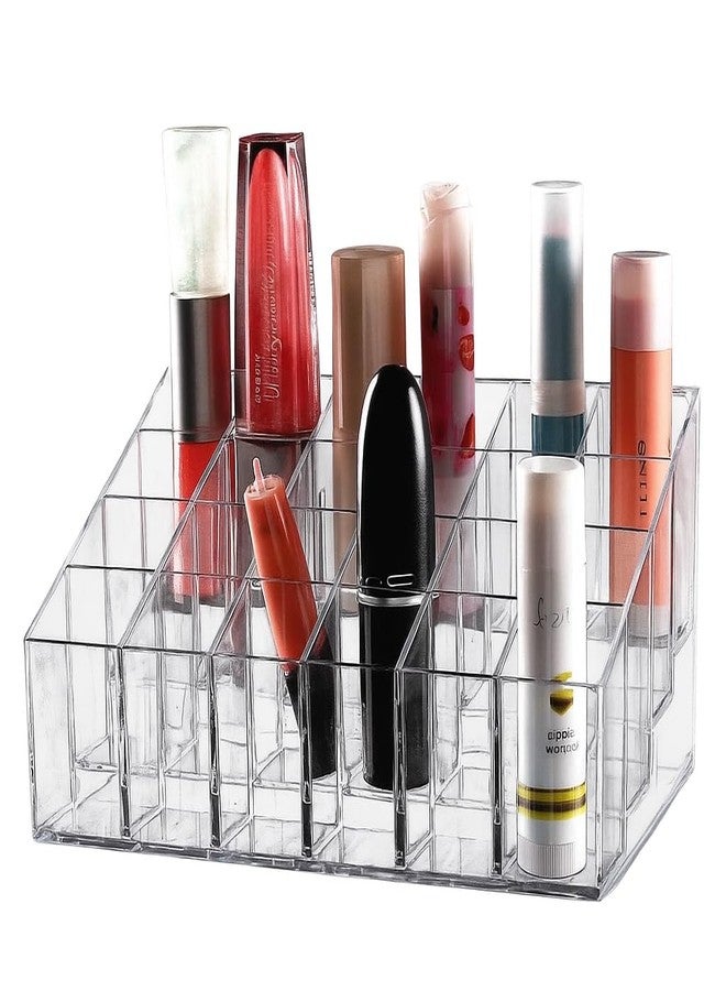 YKXIMS Multi Grid Acrylic Lipstick Holder, 24 Grids Clear Plastic Lip Gloss Case Display Rack Makeup Organizer (24 Grid Lipstick Holder) - Image 1