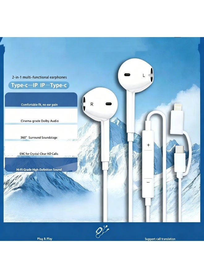 elikliv Elikliv Wired Earphones With Lightning Dual Connector Hifi Sound Mic Volume Control Compatible With iPhone Android ZBB529DCCE8A70CEC09CEZ