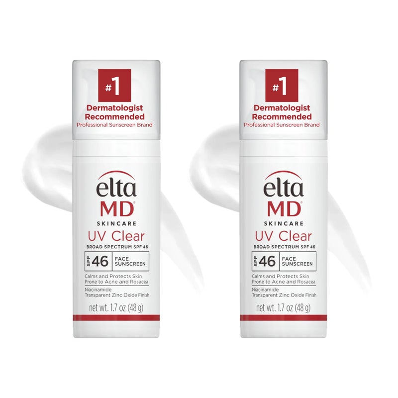 EltaMD UV Clear Face Sunscreen SPF 46, Oil Free for Face with Zinc Oxide, Dermatologist Recommended Sunscreen Lotion, For Acne-Prone Sensitive Skin, 1.7 oz Pump (Pack of 2) - Image 1