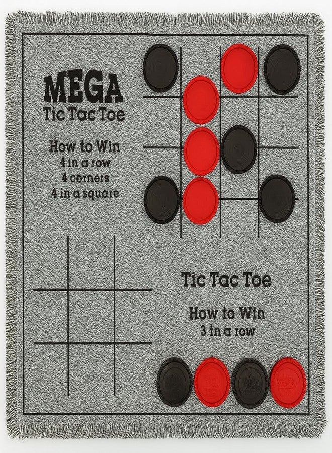 Bolaball 3-in-1 Jumbo Checkers & Tic Tac Toe Game Set with Carry Bag – Giant Outdoor Board Games, Family Games, Reversible 26" x 26" Board, 24 Easy-Grip Chips, for 13+ Age - Image 1