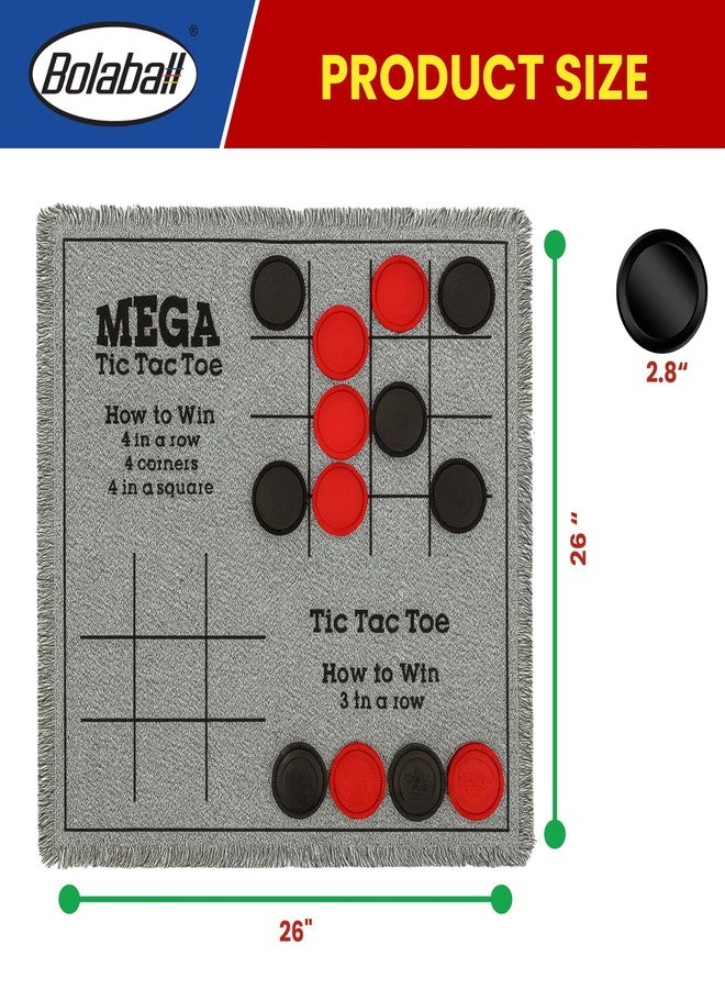 Bolaball 3-in-1 Jumbo Checkers & Tic Tac Toe Game Set with Carry Bag – Giant Outdoor Board Games, Family Games, Reversible 26" x 26" Board, 24 Easy-Grip Chips, for 13+ Age - Image 5
