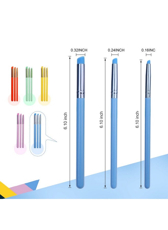 Yoseng - 15 Pieces Mini Detailed Ink Blending Brushes For Card Making,Small Blender Art Blending Tool,Use With Intricate Stencils,Deal With Small Details(Oblique Head,5 Colors) - Image 1