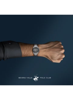 BEVERLY HILLS POLO CLUB ساعة رجال نادي بيفرلي هيلز بولو، عرض متعدد الوظائف وسوار معدني - BP3608X.350، فضي  - Image 4