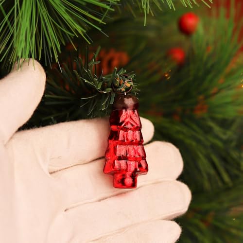 Indian-Shelf IndianShelf 10 Pieces Glass Vintage Christmas Ornaments Red X mas Tree Hanging Balls Unique Mini Bulk Decorations for Christmas Tree, Halloween, New Year, Valentine’s Day, Festival Decor - Image 4