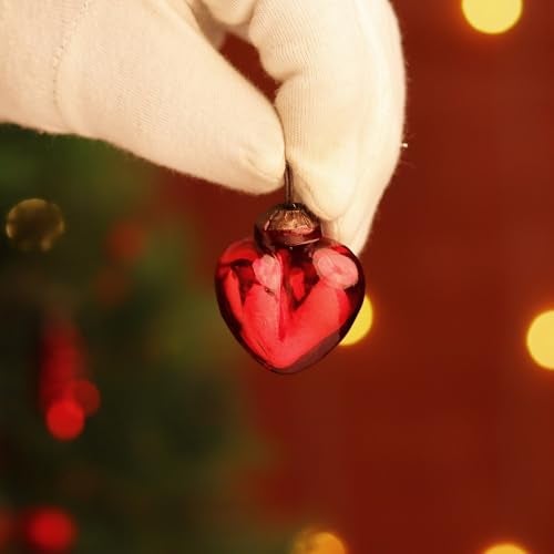 Indian-Shelf IndianShelf 10 Pieces Glass Vintage Christmas Ornaments Red X mas Tree Hanging Balls Unique Mini Bulk Decorations for Christmas Tree, Halloween, New Year, Valentine’s Day, Festival Decor - Image 3