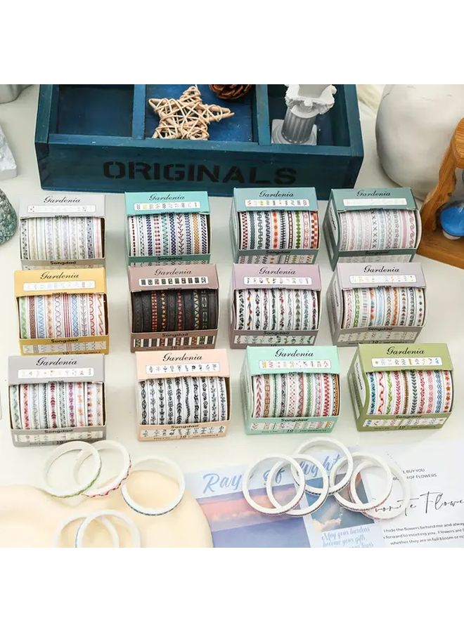 Floral Washi Tape Set 10 Rolls Decorative Crafting Tape for Scrapbooking Journaling Gift Wrapping - Image 1