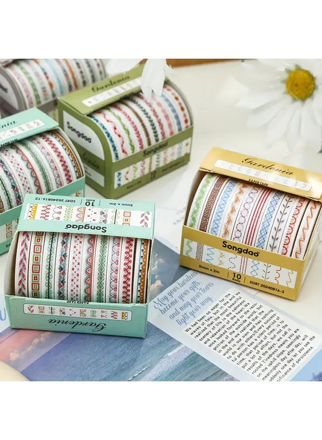 Floral Washi Tape Set 10 Rolls Decorative Crafting Tape for Scrapbooking Journaling Gift Wrapping - Image 5
