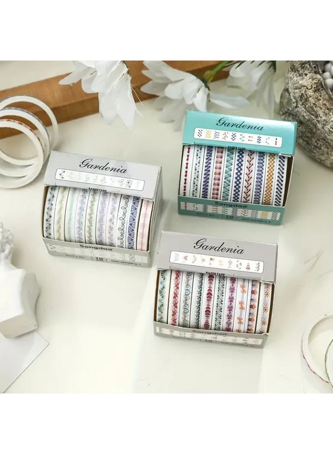 Floral Washi Tape Set 10 Rolls Decorative Crafting Tape for Scrapbooking Journaling Gift Wrapping - Image 2