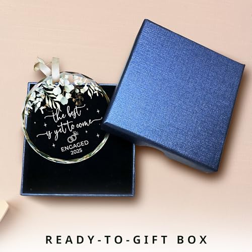 SUCHAGIFT Engagement Gifts for Couples - Gifts for Newly Engaged Couples - Happy Engagement Gift for Her, Bride to Be - Just Engaged Ideas for Her, Friends - Glass Ornament 2025 - Image 4