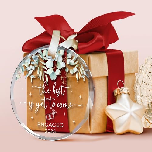 SUCHAGIFT Engagement Gifts for Couples - Gifts for Newly Engaged Couples - Happy Engagement Gift for Her, Bride to Be - Just Engaged Ideas for Her, Friends - Glass Ornament 2025 - Image 3