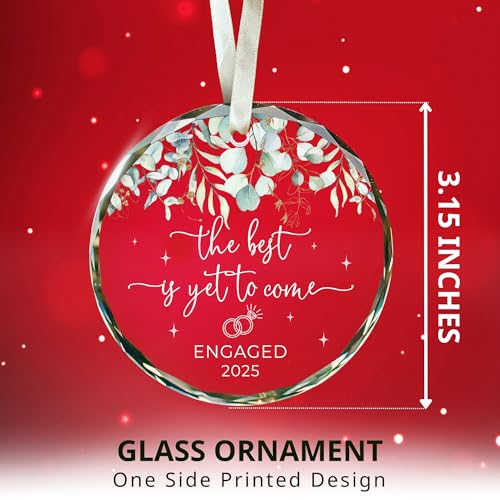 SUCHAGIFT Engagement Gifts for Couples - Gifts for Newly Engaged Couples - Happy Engagement Gift for Her, Bride to Be - Just Engaged Ideas for Her, Friends - Glass Ornament 2025 - Image 2