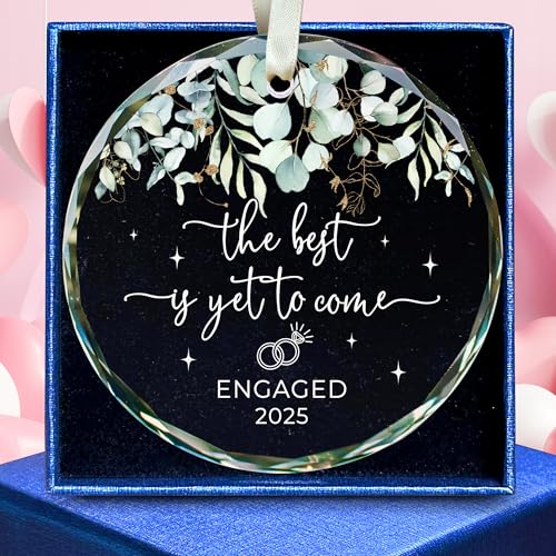 SUCHAGIFT Engagement Gifts for Couples - Gifts for Newly Engaged Couples - Happy Engagement Gift for Her, Bride to Be - Just Engaged Ideas for Her, Friends - Glass Ornament 2025 - Image 1