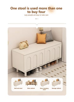 Sharpdo Cream Style Multifunctional Household Entrance Shoe Cabinet Bench 100*34*45CM  - Image 4