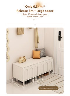 Sharpdo Cream Style Multifunctional Household Entrance Shoe Cabinet Bench 100*34*45CM  - Image 5