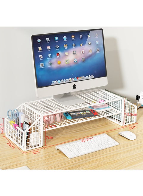 Laptop Stand Cooling Base Barbecue Grill Support Frame Dormitory Heightening Monitor Elevated Table Iron Frame-Color:Grass Onion White_bilateral Storage