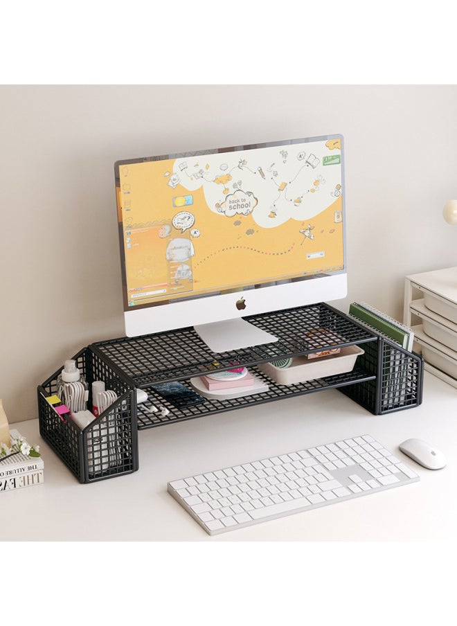 Generic - Laptop Stand Cooling Base Barbecue Grill Support Frame Dormitory Heightening Monitor Elevated Table Iron Frame-Color:Grass Onion White_bilateral Storage - Image 1