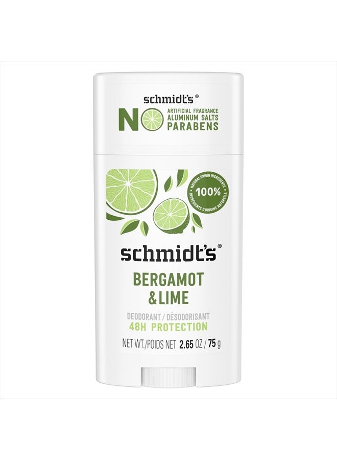 schmidt's Aluminum Free Natural Deodorant for Women and Men, Bergamot and Lime with 24 Hour Odor Protection, Certified Natural, Vegan, Cruelty Free, 2.65 oz - Image 1