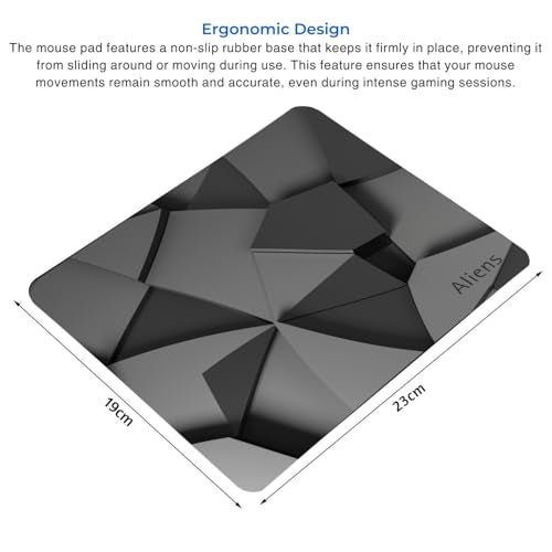 Aliens Mouse Pad for Computer, Laptop, Smooth Premium Cloth Surface, Non-Slip Rubber Base, Speed and Precision Operation Compatible with Laser and Optical Mouse, Gaming, Office, Home 230x190mm (3D-04) - Image 3