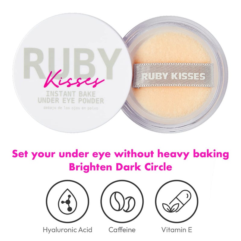 Ruby Kisses Instant Bake Undereye Powder - Vegan, Cruelty Free Powder for Brightening Eyes and Smudge-Free Makeup (Translucent) - Image 4