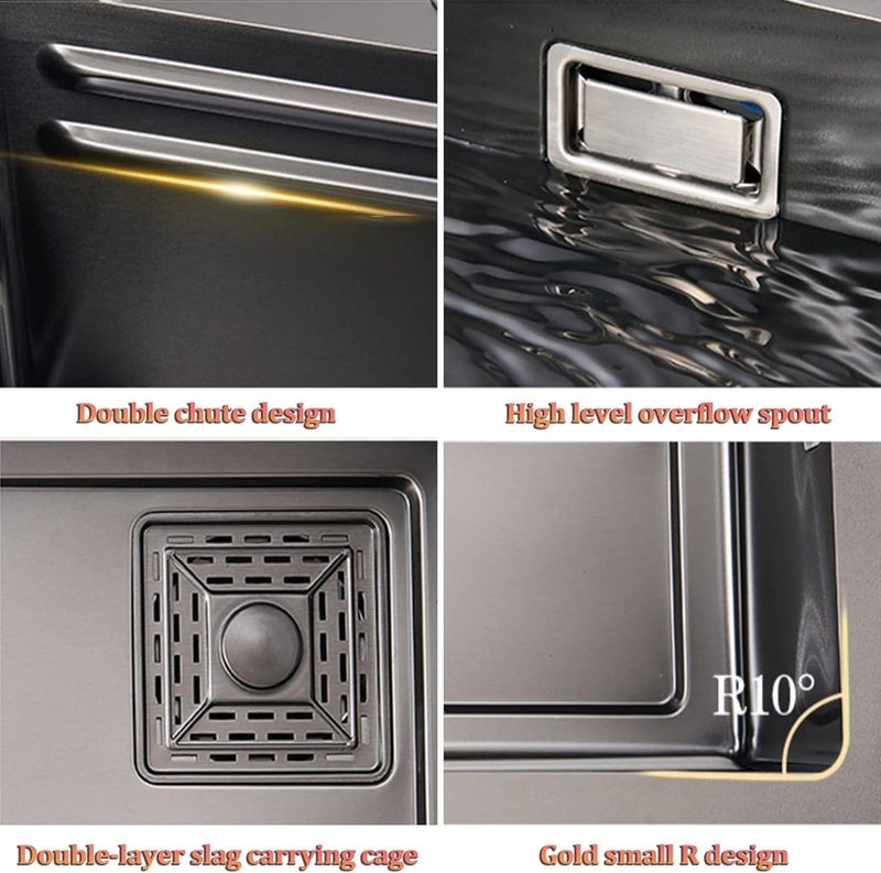 EVANEX Kitchen Sink 304 Grade 30 x 18 x 9 Anti Scratch Design With Integrated Waterfall And Pulldown Faucet Set All Accessories All In One Stainless Steel Sink For Kitchen Nano Coated - Image 5