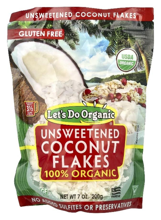 Edward & Sons, Let's Do Organic®, 100% Organic Unsweetened Coconut Flakes, 7 oz (200 g) - Image 1
