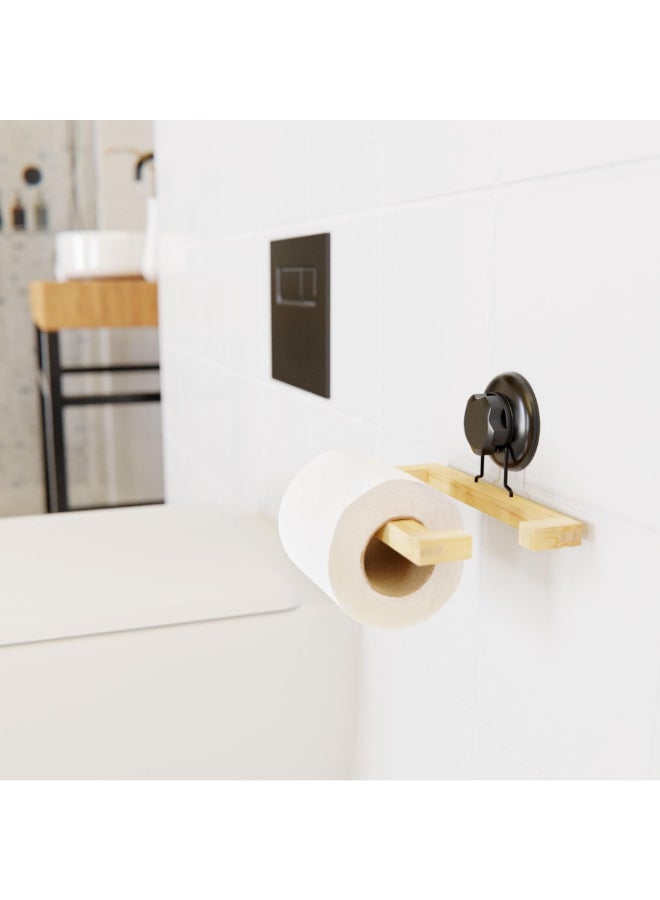 COMPACTOR Bestlock Suction Cup Wall Mount Toilet Roll Holder Black and Natural 9 x 19.5 x 11.8 cm RAN10213 - Image 5
