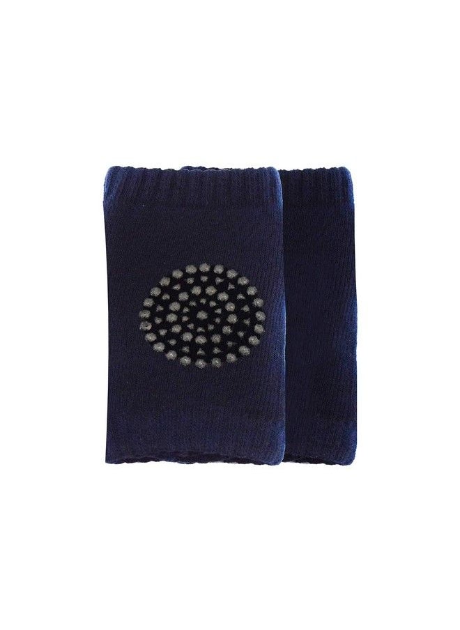 BabyMoon Baby Knee Pads For Crawling Anti Slip Padded Stretchable Elastic Cotton Soft Breathable Comfortable Knee Cap Elbow Safety Protector (Pack Of 2 Pairs Light Grey & Dark Blue)  - Image 4