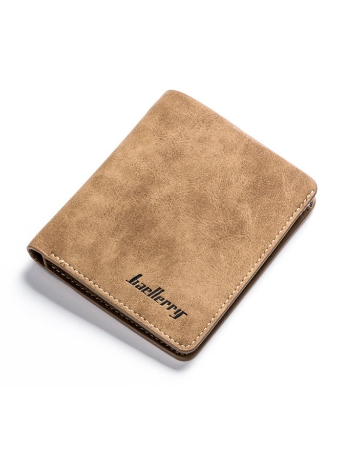 baellerry Men's Wallet Short Student Retro Frosted Two-Fold Vertical New Money Coffee Vertical - Image 1