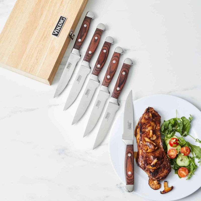 Viking 6-Piece Steak Knife Set With Box | Red - Image 3