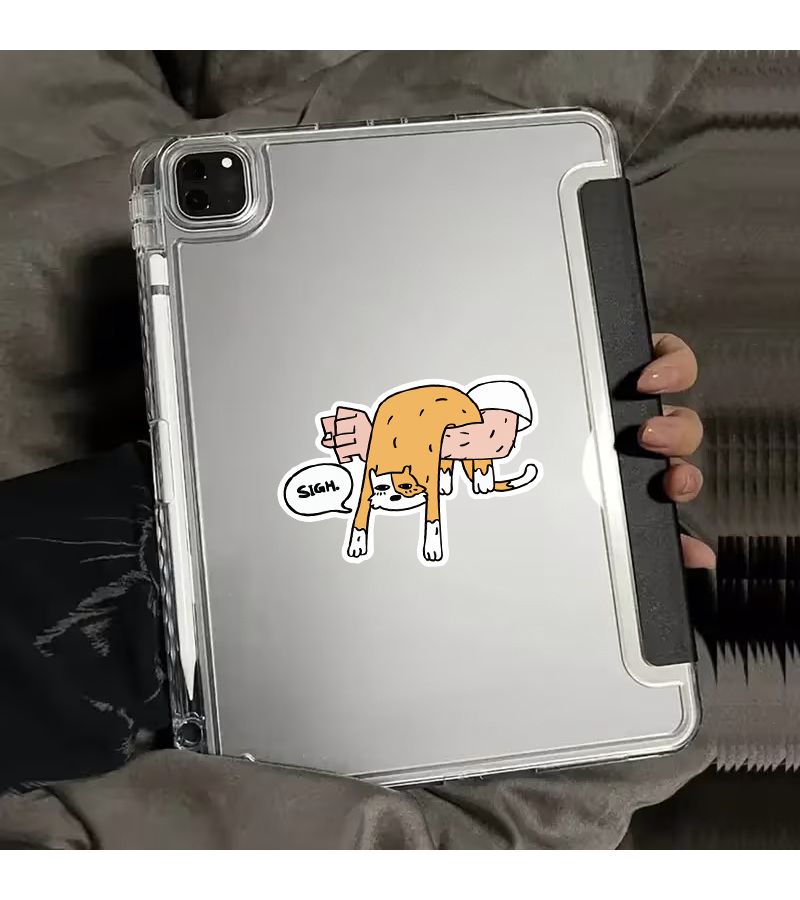 Cat Sigh Sticker 1pc Scratch Resistant Durable For Laptops Motorcycles Guitars - Image 2