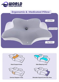 Eworld Memory Foam Butterfly-Shaped Cervical Pillow for Shoulder and Neck Pain Relief, Ergonomic Orthopedic Support for Side, Back, and Stomach Sleeping, Washable Cover & Sleeping Eye Mask Included  - Image 4