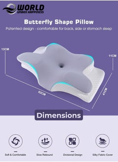 Eworld Memory Foam Butterfly-Shaped Cervical Pillow for Shoulder and Neck Pain Relief, Ergonomic Orthopedic Support for Side, Back, and Stomach Sleeping, Washable Cover & Sleeping Eye Mask Included  - Image 3